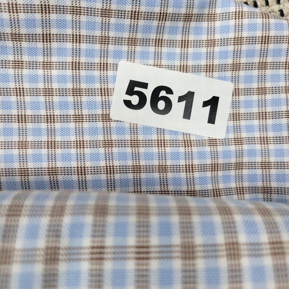 David Donahue Shirt Mens 16 34/35 Blue Check Classic Fit Dress Long Sleeve - Picture 7 of 7